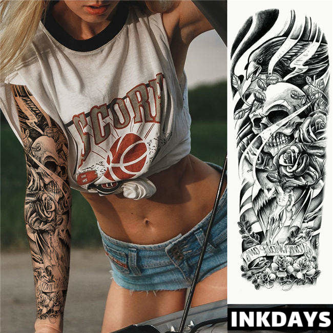 Raven Skull Sleeve - Inkdays